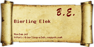 Bierling Elek névjegykártya